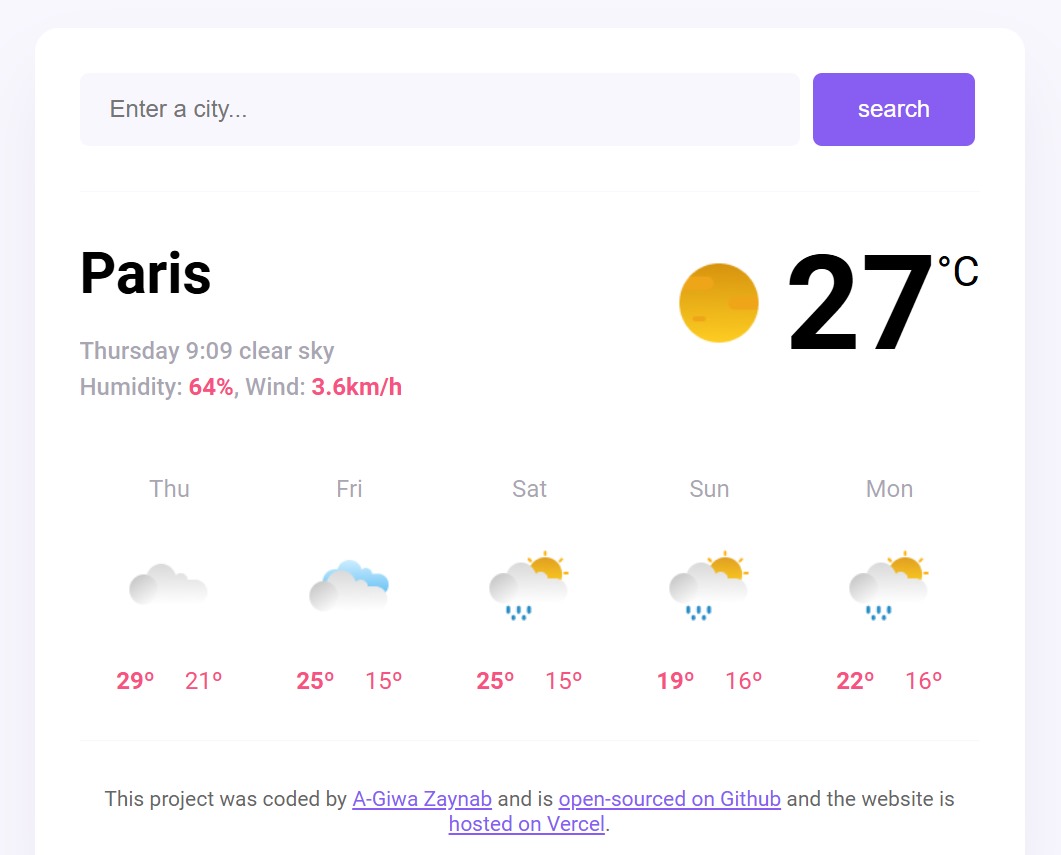 Weather App Project Preview